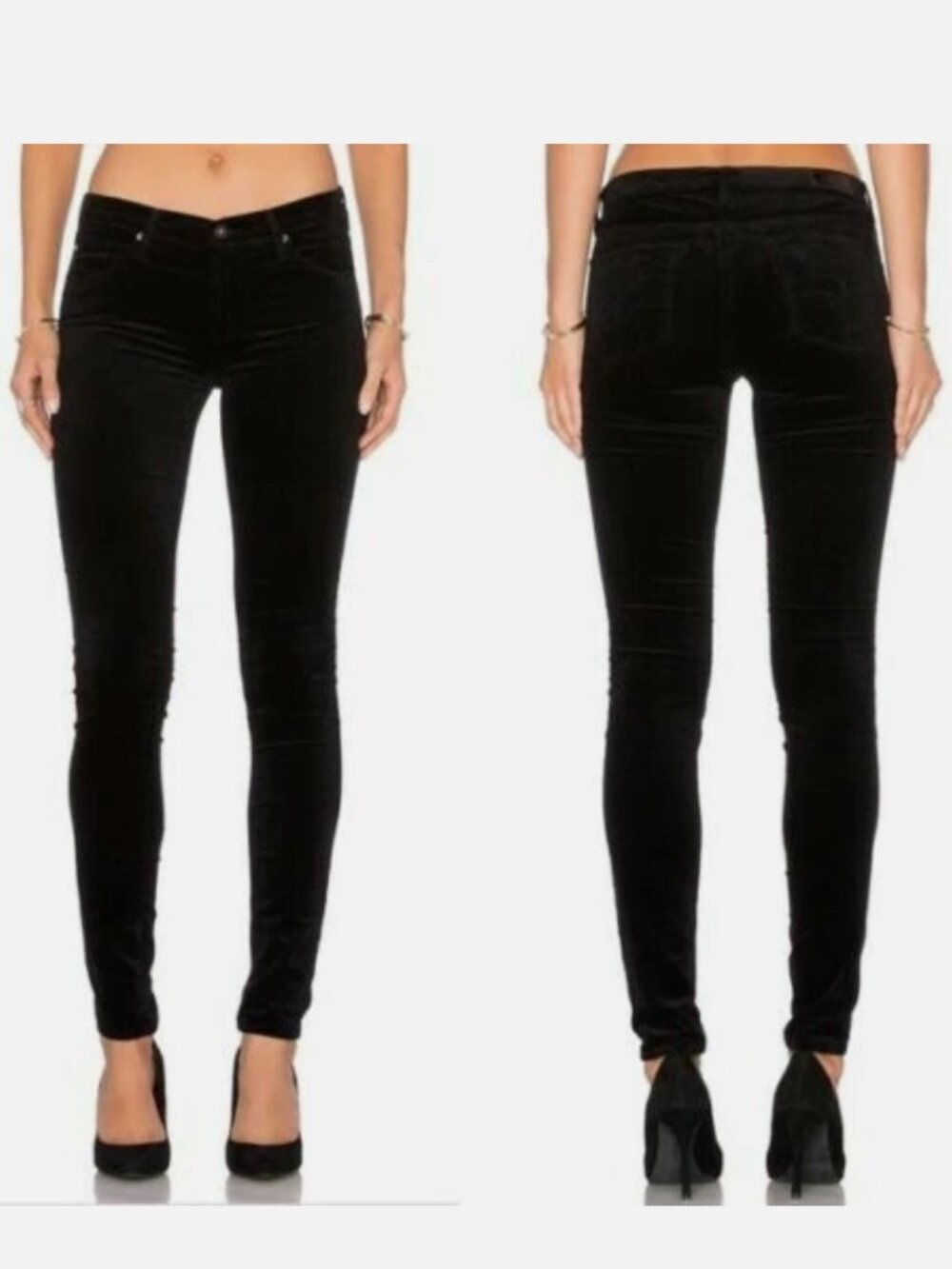 AG Adriano Goldschmied The Legging Super Skinny Velvet Pants – Black – Size 24R